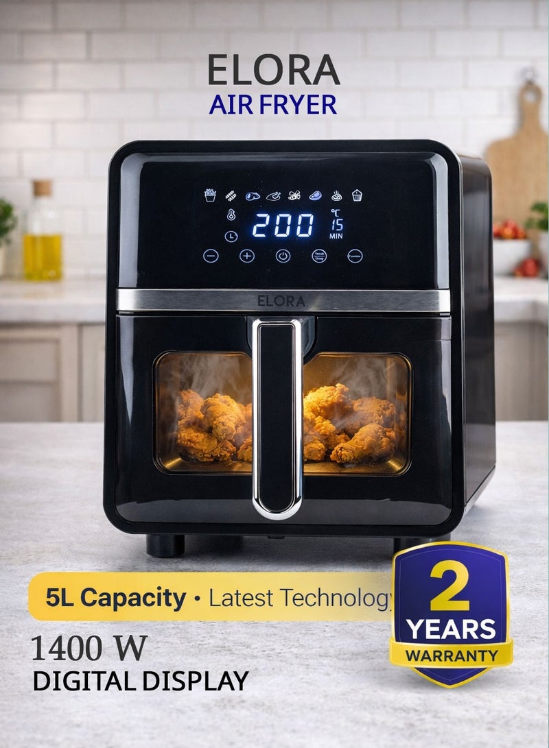 Elora Electric Digital Air Fryer 5L | ELAF-8102 | 1400W | Oil-Free Cooking | Digital Display - Image 1
